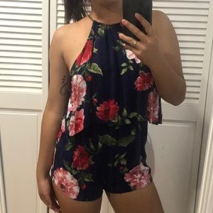 Floral Romper w/ Open Back